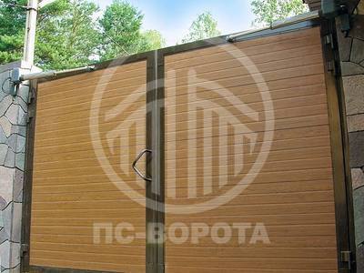 Распашные ворота из сэндвич панелей с автоматикой