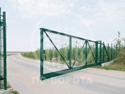Ворота откатные с заполнением из 3д сетки