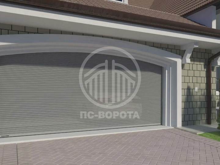 рулонные ворота из перфорированного профиля серого цвета
