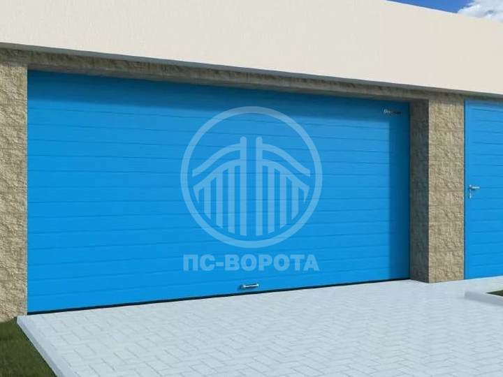 стальные подъемные ворота для гаража из сэндвич панелей с рисунком S-гофр